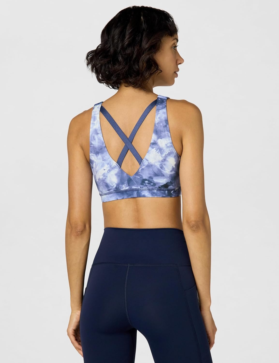 image:imageLacoste Womens Recycled Print Sports BraWhiteNavy Blue