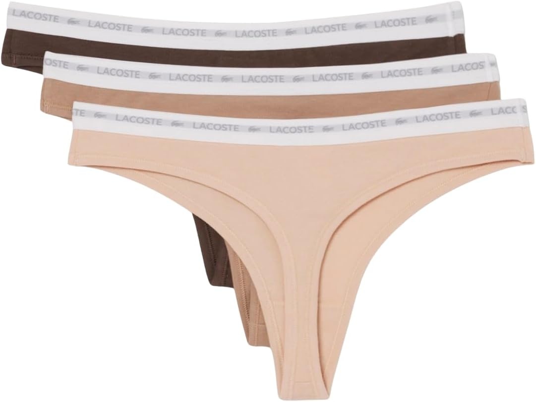 image:imageLacoste Womens Stretch Cotton String BriefsBeigeBrown