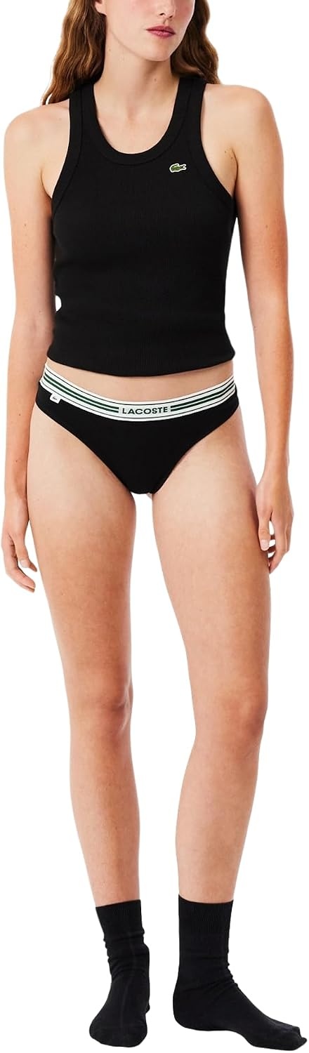 image:imageLacoste Womens Stretch Cotton String BriefsBlack