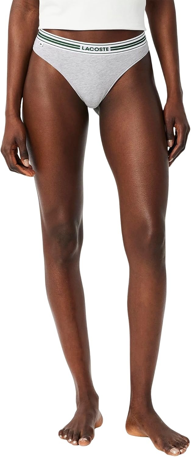 image:imageLacoste Womens Stretch Cotton String BriefsSilver Chine