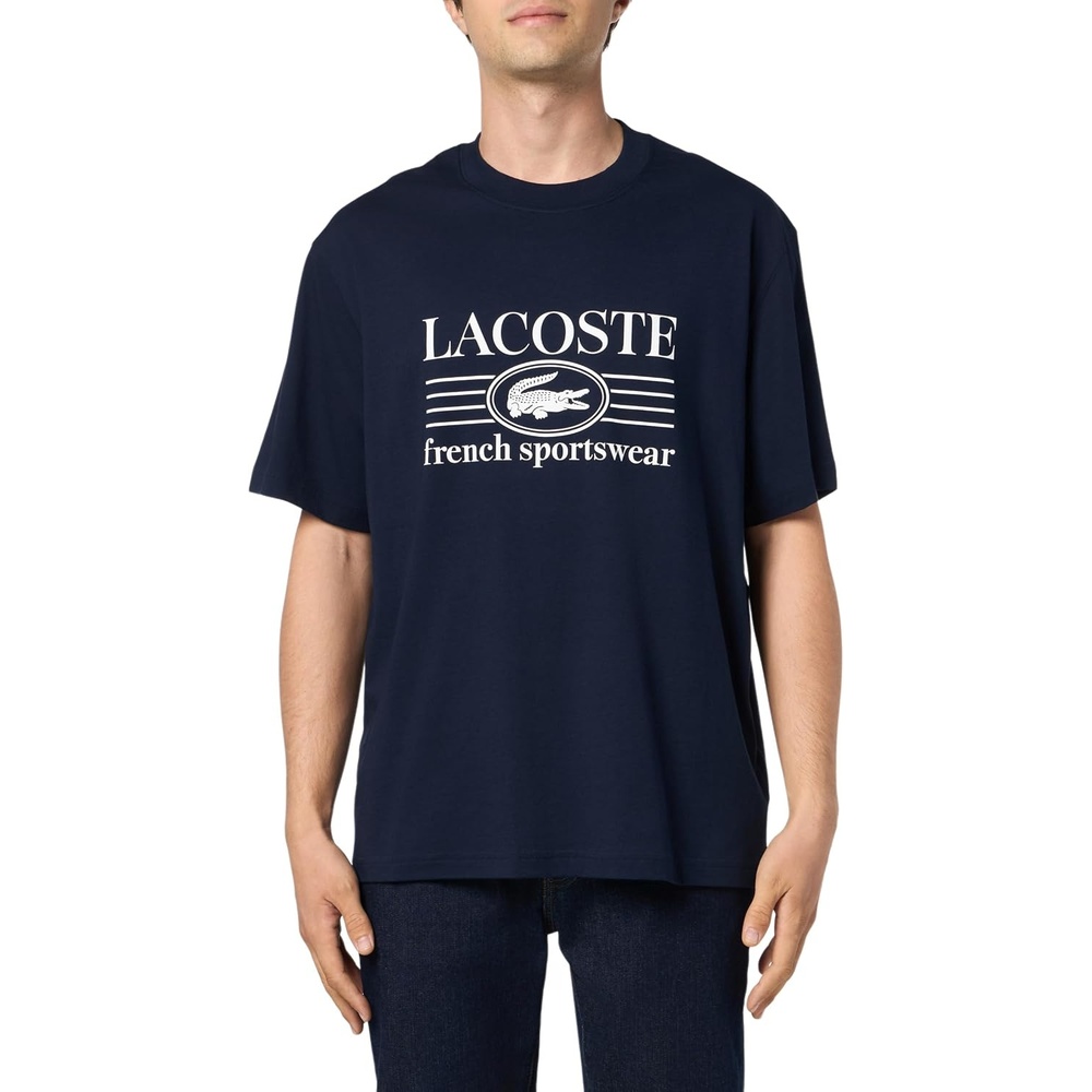 image:imageLacoste Mens Classic Fit Cotton Print TShirtNavy Blue