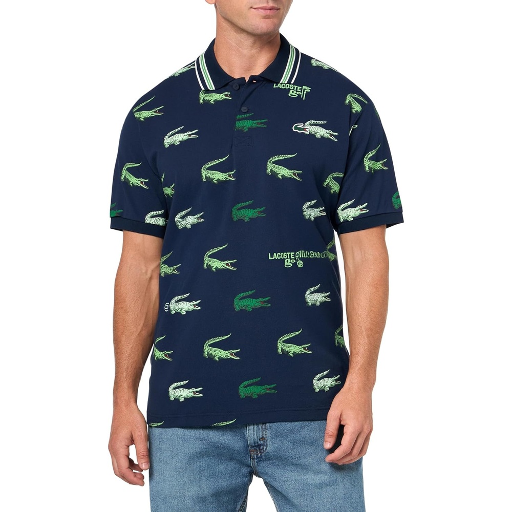 image:imageLacoste Mens Golf Crocodile Print Polo ShirtNavy BlueNavy BlueFlour