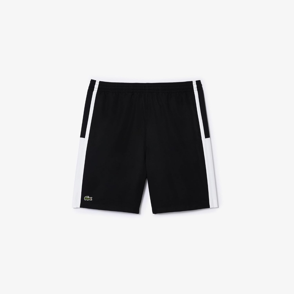 image:imageLacoste Mens Lightweight Colorblock Stripe Tennis ShortsBlackWhite