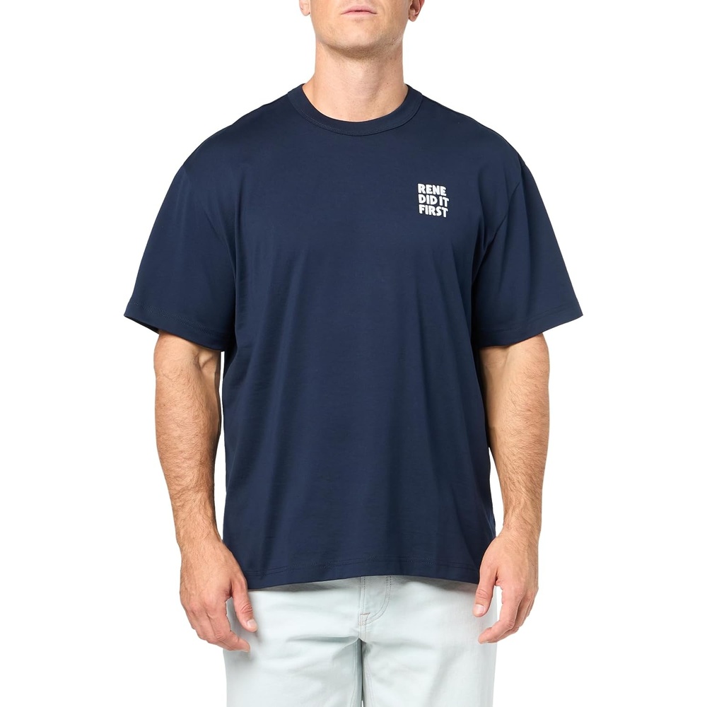 image:imageLacoste Mens Piqu Graphic TShirtNavy Blue