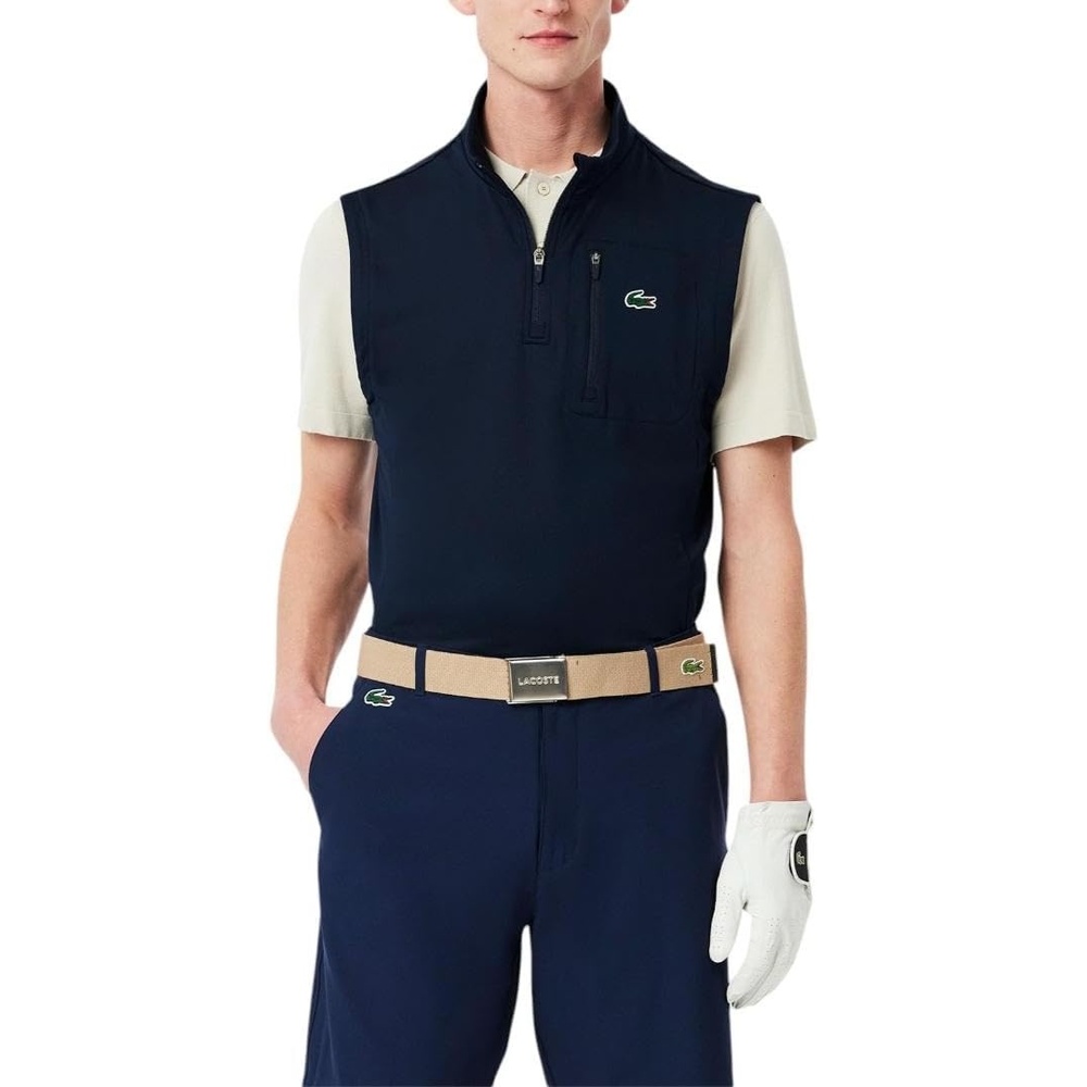 image:imageLacoste Mens Quarter Zip Layering Golf VestNavy Blue