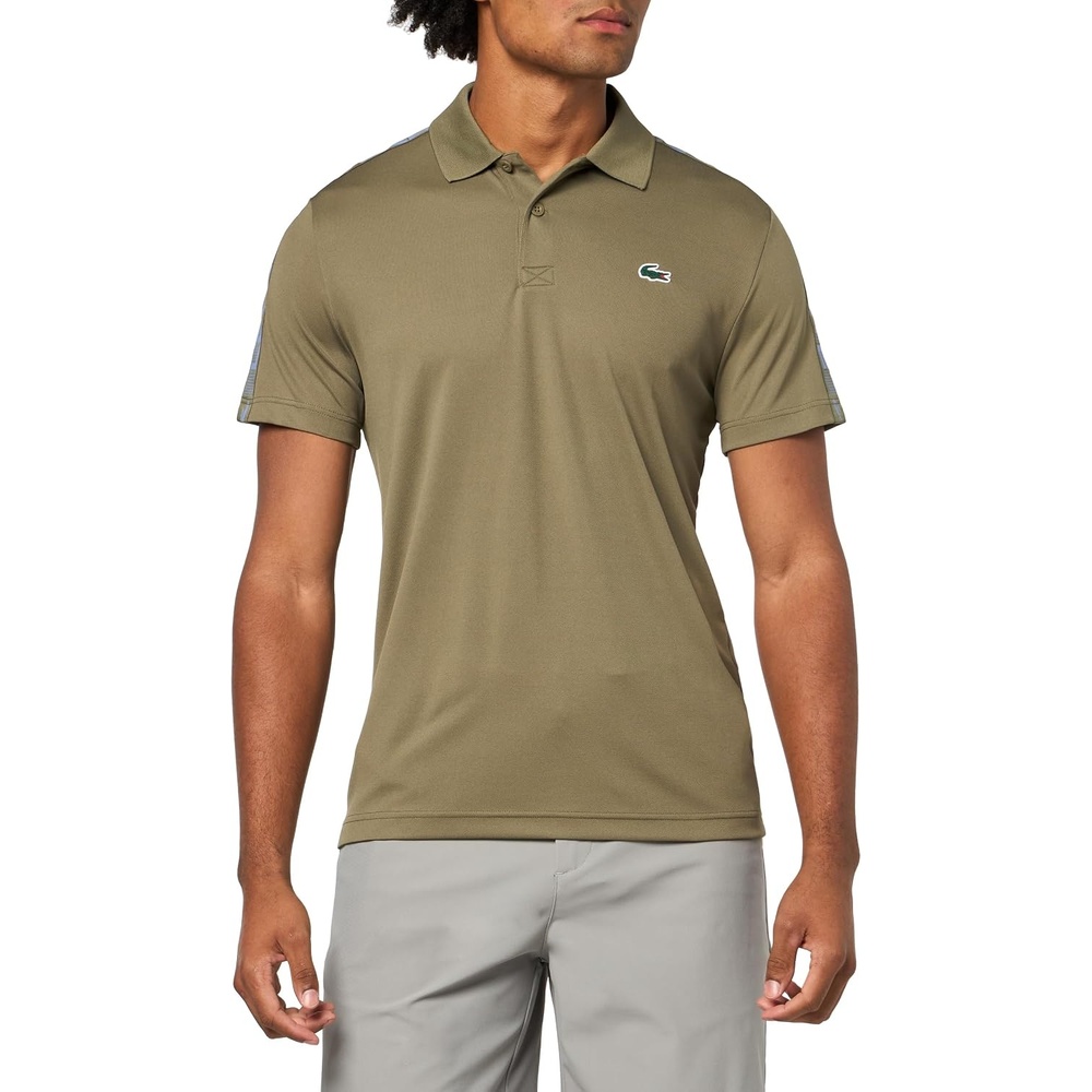 image:imageLacoste Mens Sport UltraDry Branded Stripe Tennis PoloOlive