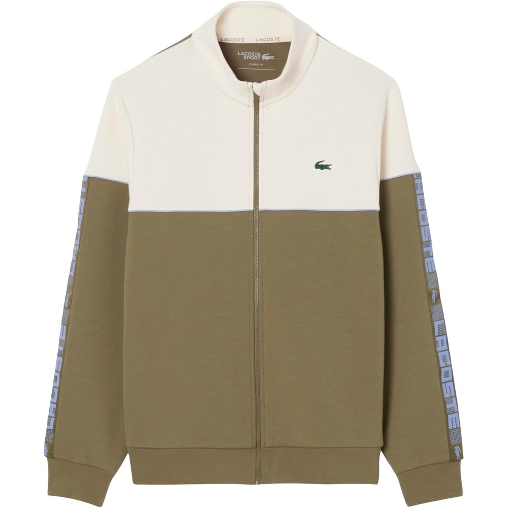 image:imageLacoste Mens Tennis Zipped Colorblock SweatshirtOliveLapland