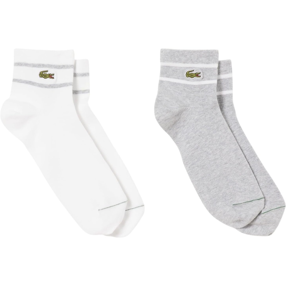 image:imageLacoste Unisex Adult 2pack Organic Cotton Blend SockGrey Chine White