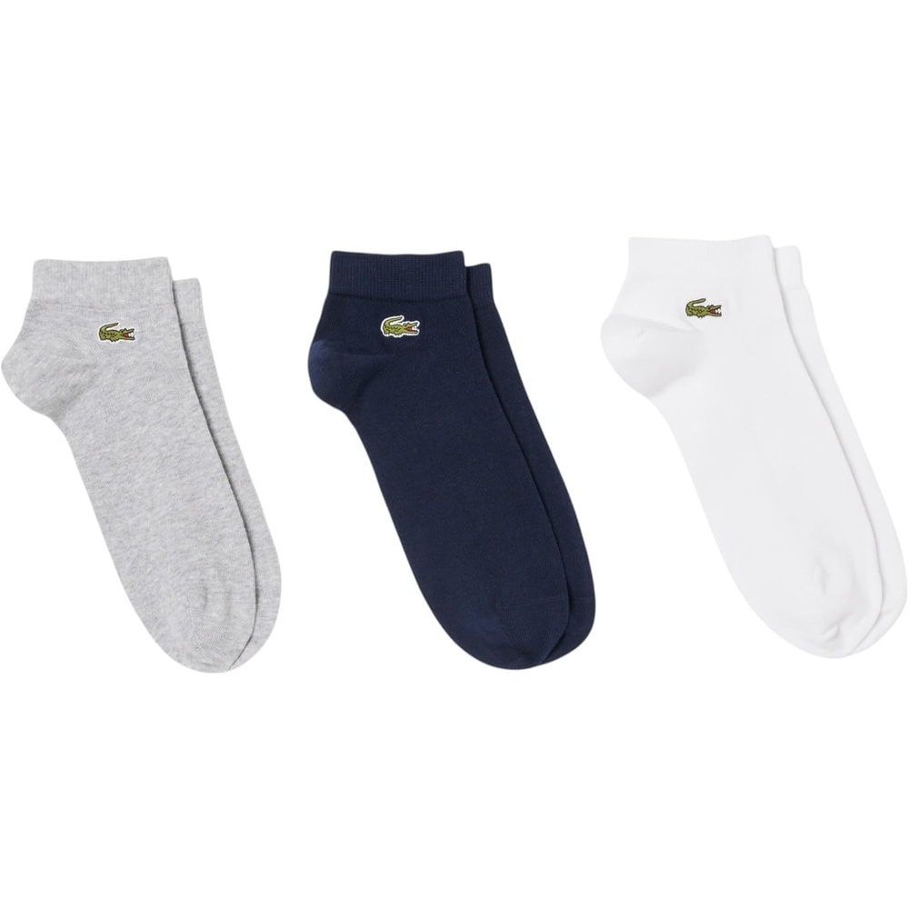 image:imageLacoste Unisex Adult 3pack Low Cotton Stretch SockGrey Chine  Navy Blue  White