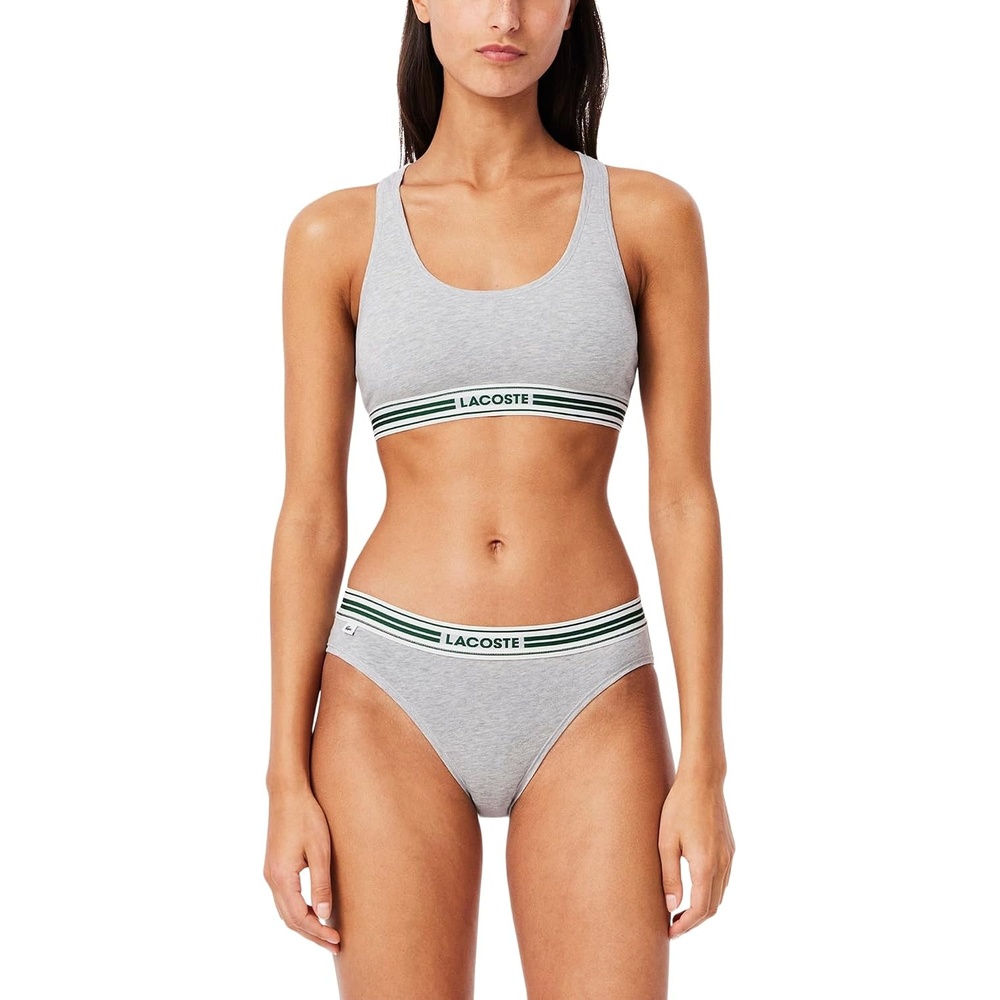 image:imageLacoste Womens Contrast Band Stretch Cotton BraletteSilver Chine