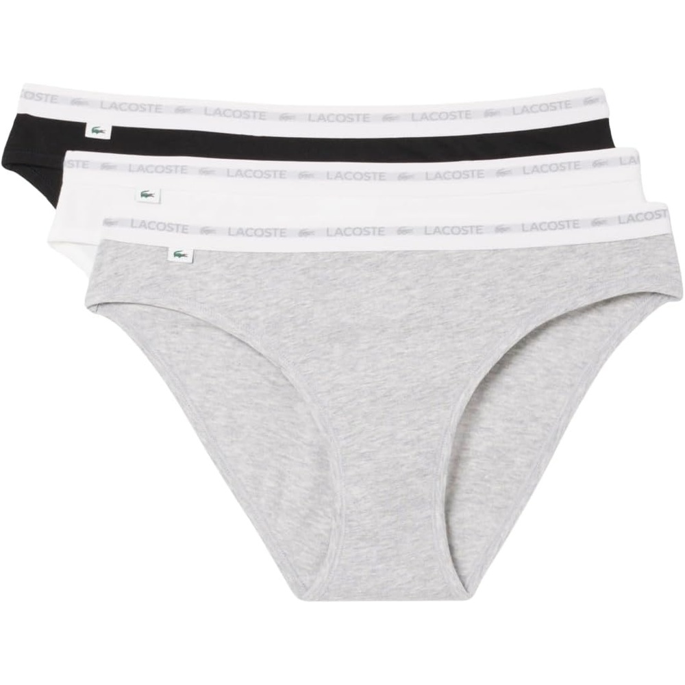 image:imageLacoste Womens Cotton Stretch Briefs 3packNoirBlancGris Chine