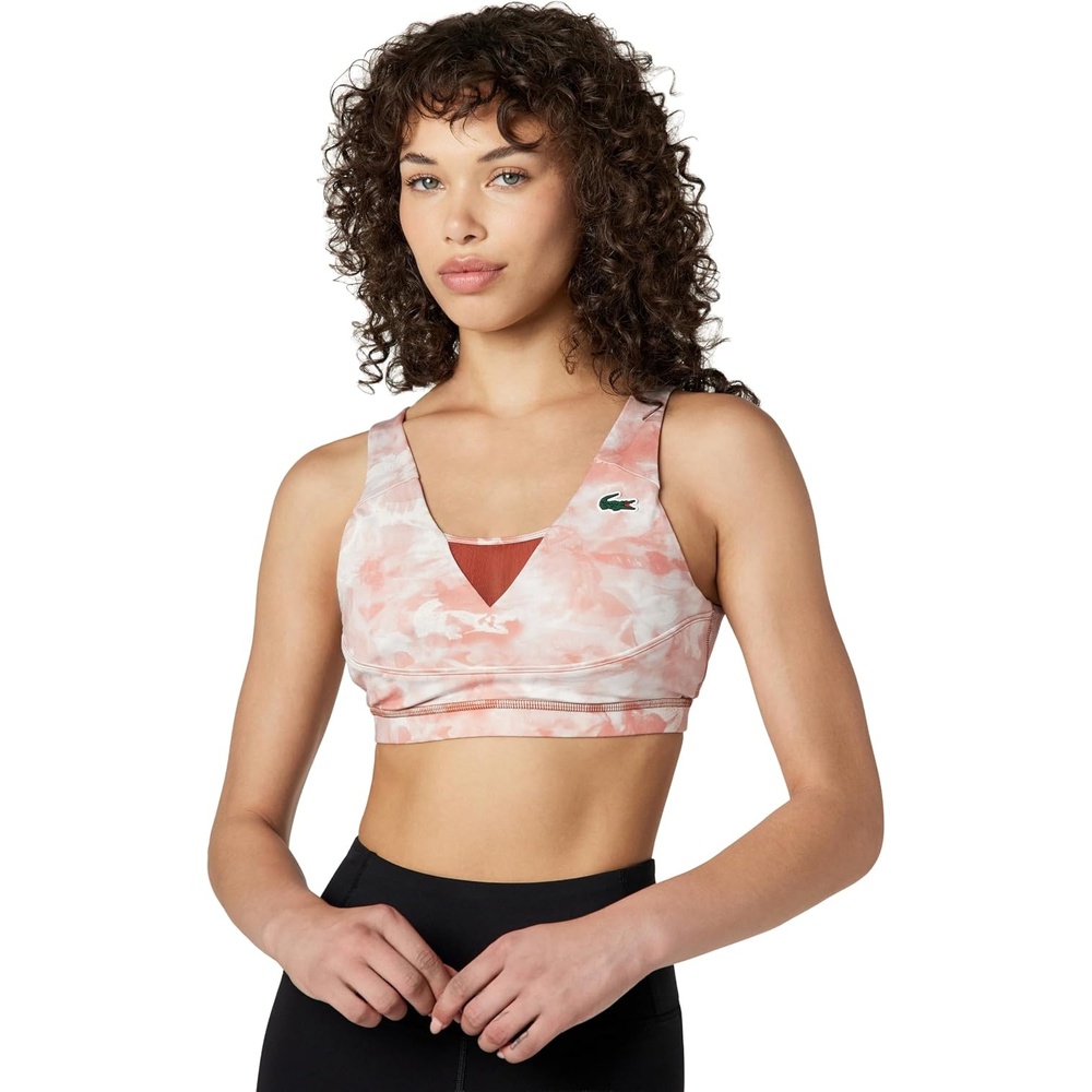image:imageLacoste Womens Recycled Print Sports BraWhitePeach