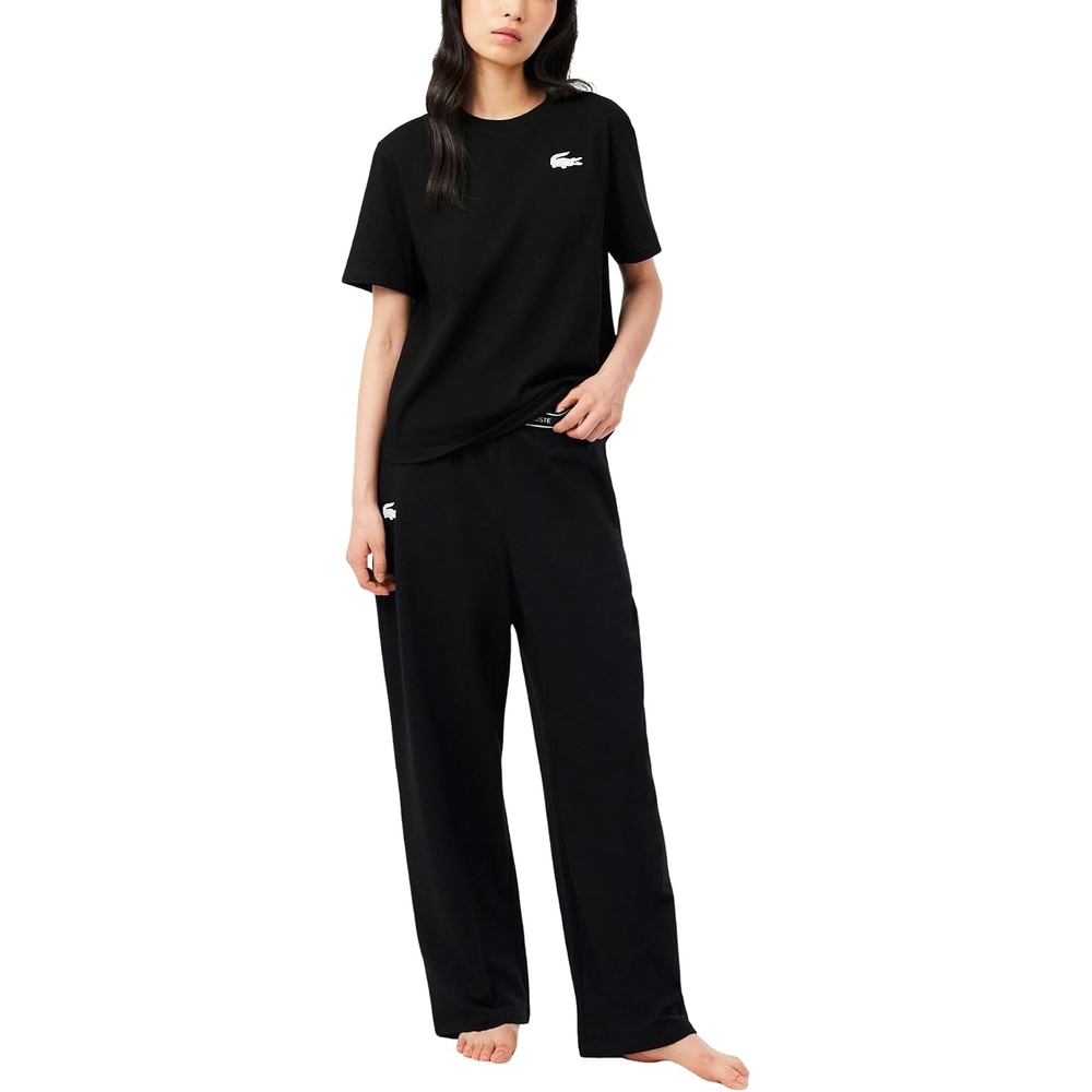 image:imageLacoste Womens Soft Fleece Loungewear PantsBlackWhite