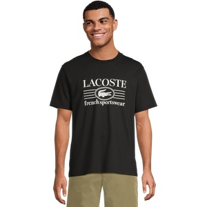 Lacoste Classic Fit Cotton Print T-Shirt(Black)