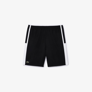 Lacoste Mens Lightweight Colorblock Stripe Tennis Shorts(Black/White)