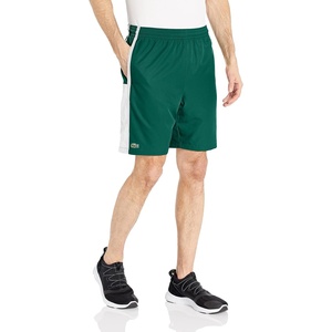 Lacoste Mens Lightweight Colorblock Stripe Tennis Shorts(Bottle Green/White/White)