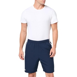 Lacoste Mens Lightweight Colorblock Stripe Tennis Shorts(Navy Blue/Ora/White)