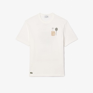 Lacoste Men’s Piqué Graphic T-Shirt(Flour/Raquette)