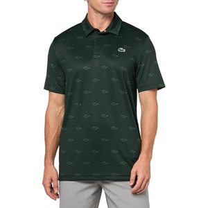 Lacoste Men’s Regular Fit UV Protect All-Over Print Golf Polo Shirt, Forest Green/Flour, XX-Large