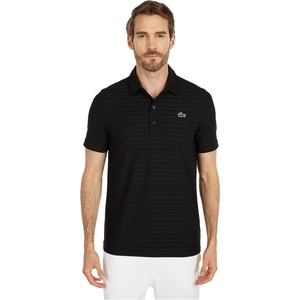 Lacoste Mens Sport Short Sleeve Jacquard Techincal Polo Shirt(Black)