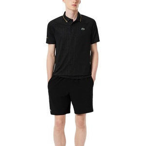 Lacoste Men’s Sport Ultra-Dry Branded Stripe Tennis Polo(Black)