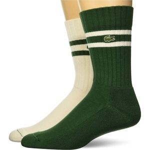 Lacoste Men’s Striped Tube Socks (2-Pack)(Green / White)