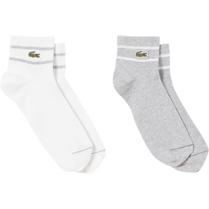 Lacoste Unisex Adult 2-pack Organic Cotton Blend Sock(Grey Chine / White)