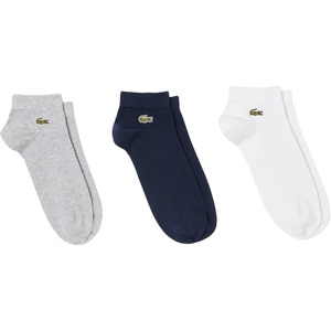 Lacoste Unisex Adult 3-pack Low Cotton Stretch Sock(Grey Chine / Navy Blue / White)