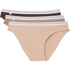 Lacoste Women’s Cotton Stretch Briefs, 3-pack(Biscuit/Baguette/Grume)