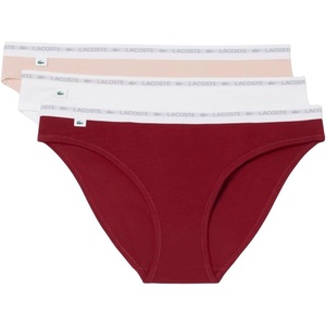Lacoste Women’s Cotton Stretch Briefs, 3-pack(Bordeaux/White/Bistre)