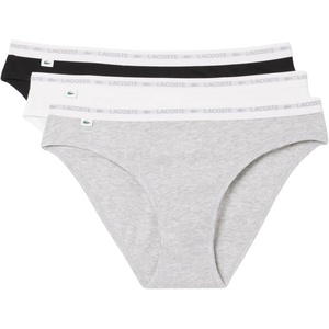Lacoste Women’s Cotton Stretch Briefs, 3-pack(Noir/Blanc/Gris Chine)