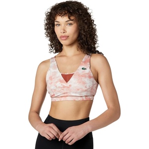 Lacoste Women’s Recycled Print Sports Bra(White/Peach)