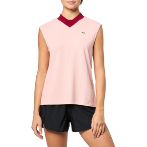 Lacoste Women’s Sport Organic Cotton Ultra Dry Golf Polo(Waterlily/Bordeaux)
