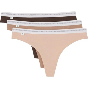 Lacoste Women’s Stretch Cotton String Briefs(Beige/Brown)