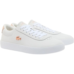 Lacoste Womens Women’s Baseshot Evo Sneakers(White & Light Pink)
