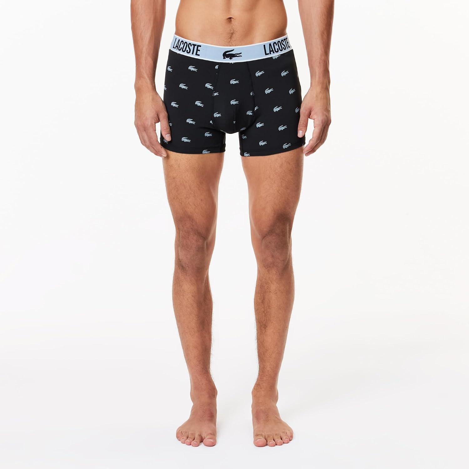image:imageLacoste 3Pack All Over Print Active Microfiber TrunksBlackNavyWhite