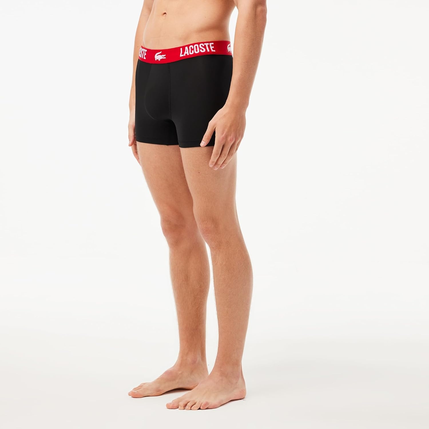 image:imageLacoste 3Pack All Over Print Active Microfiber TrunksBlackRed