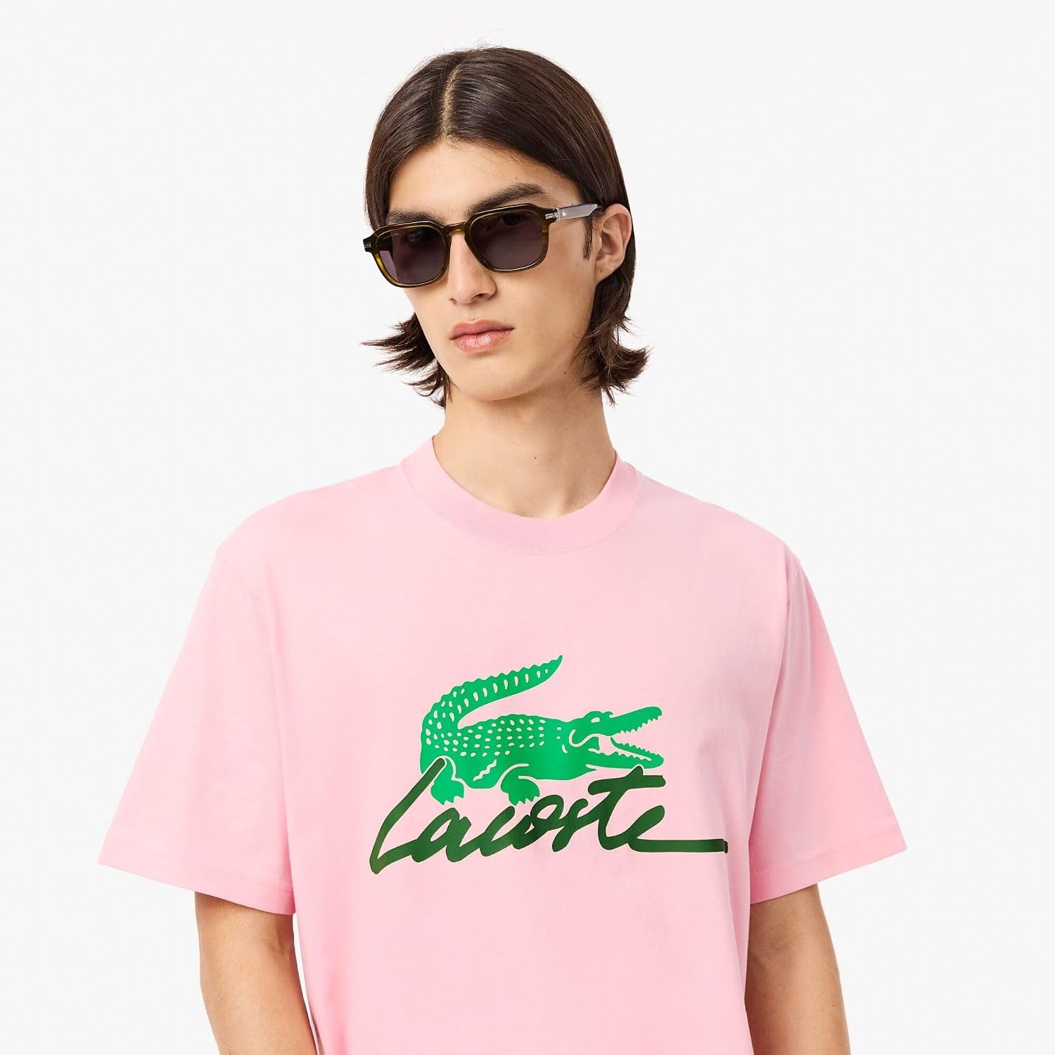 image:imageLacoste Cotton Jersey Signature Print TShirtLotus Signature