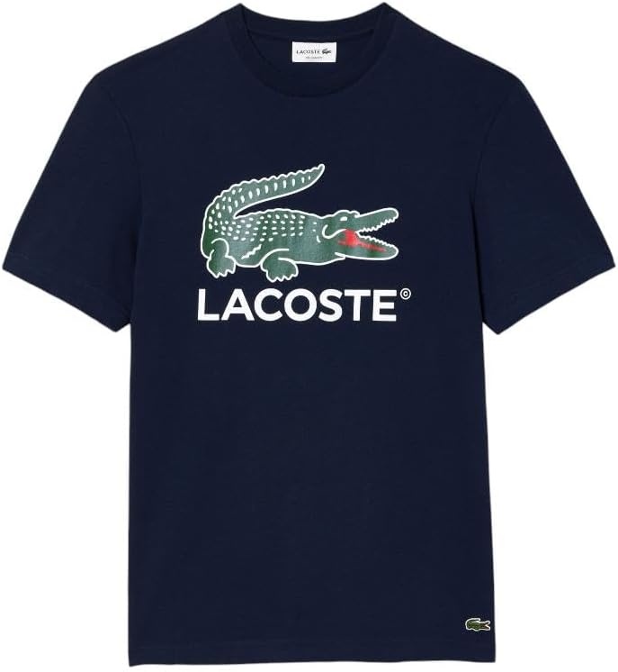 image:imageLacoste Cotton Jersey Signature Print TShirtNavy Blue