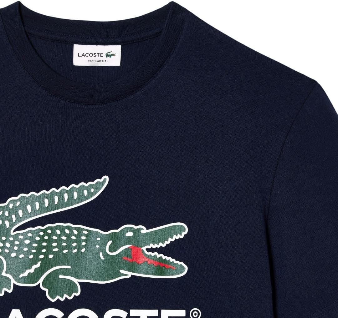 image:imageLacoste Cotton Jersey Signature Print TShirtNavy Blue