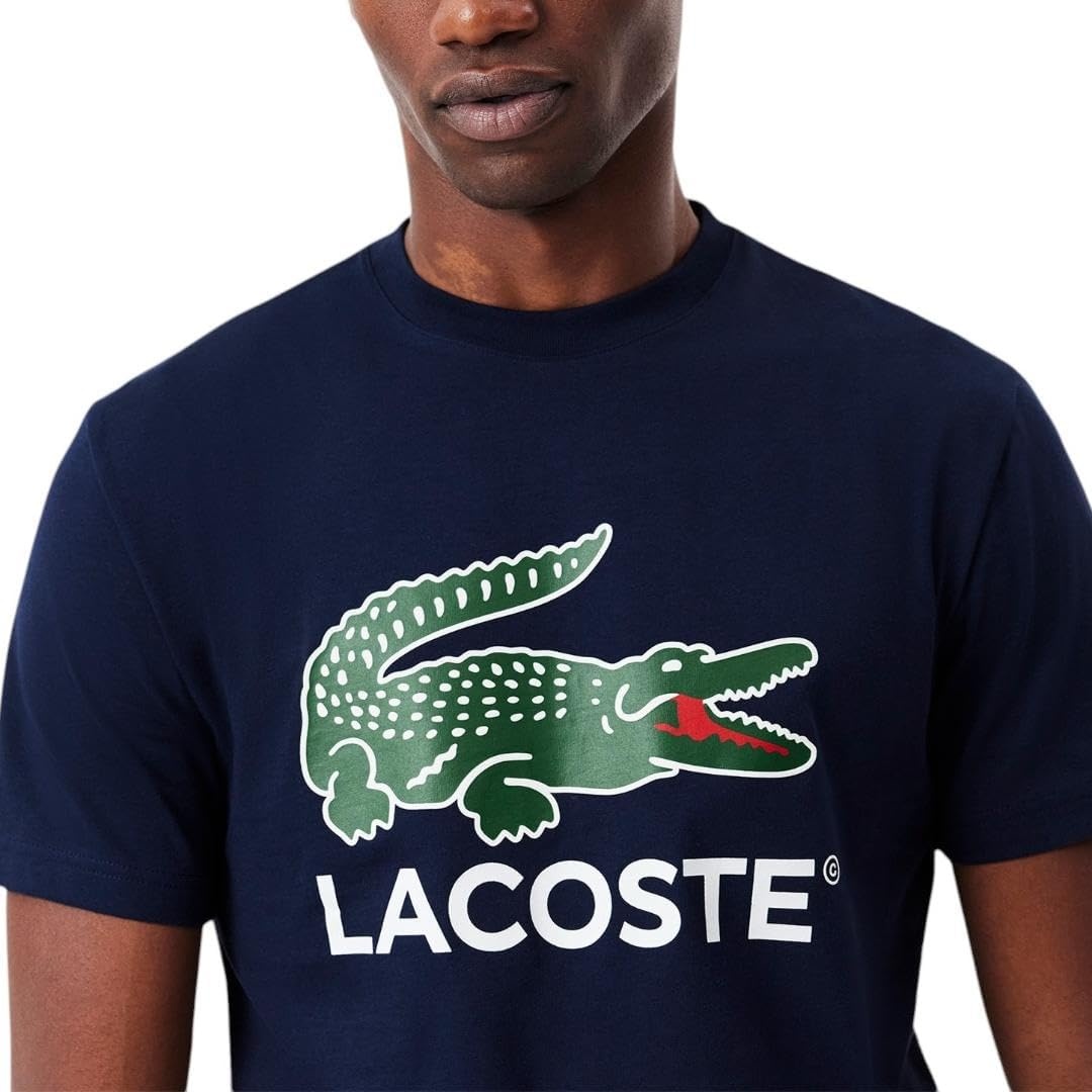 image:imageLacoste Cotton Jersey Signature Print TShirtNavy Blue