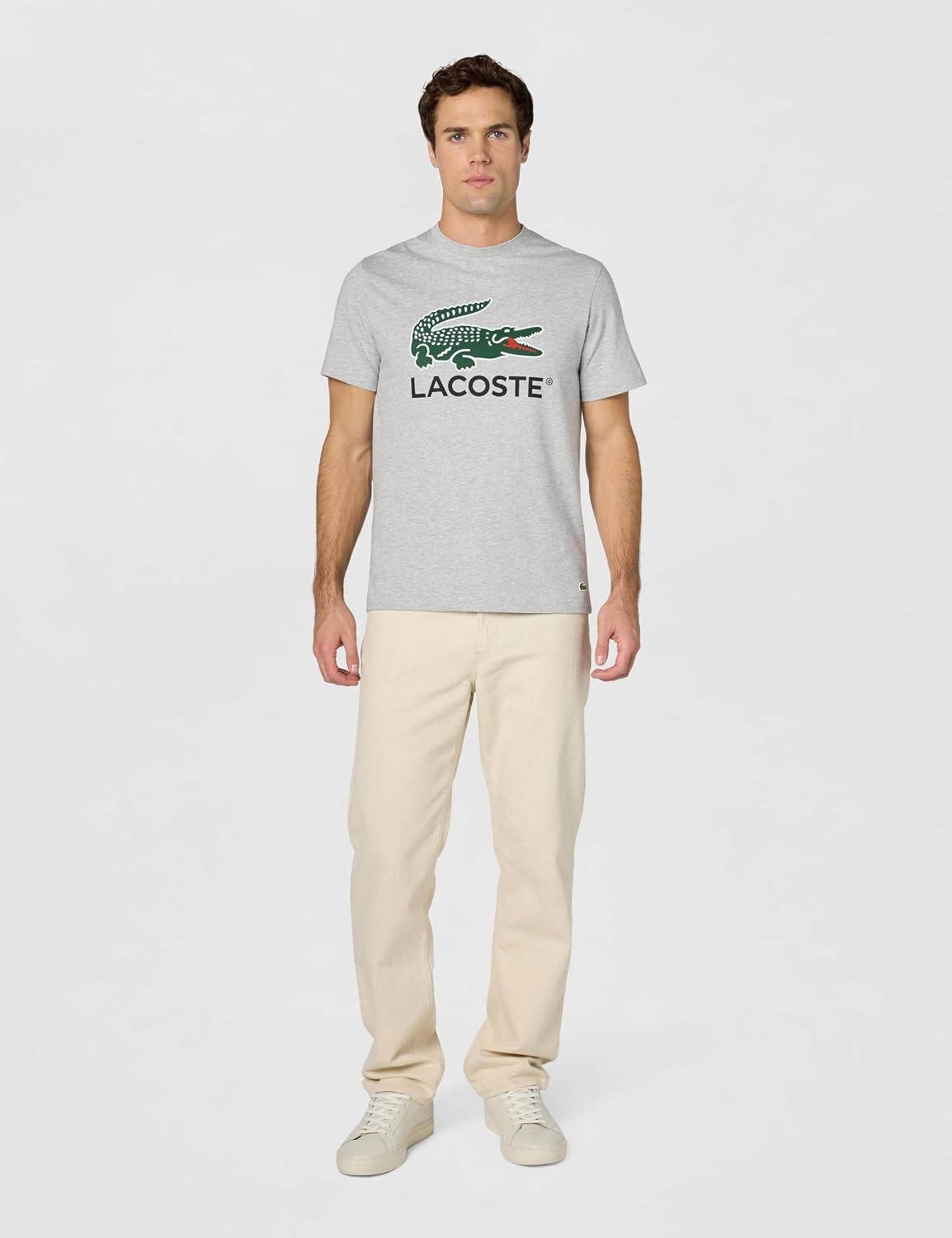 image:imageLacoste Cotton Jersey Signature Print TShirtSilver Chine