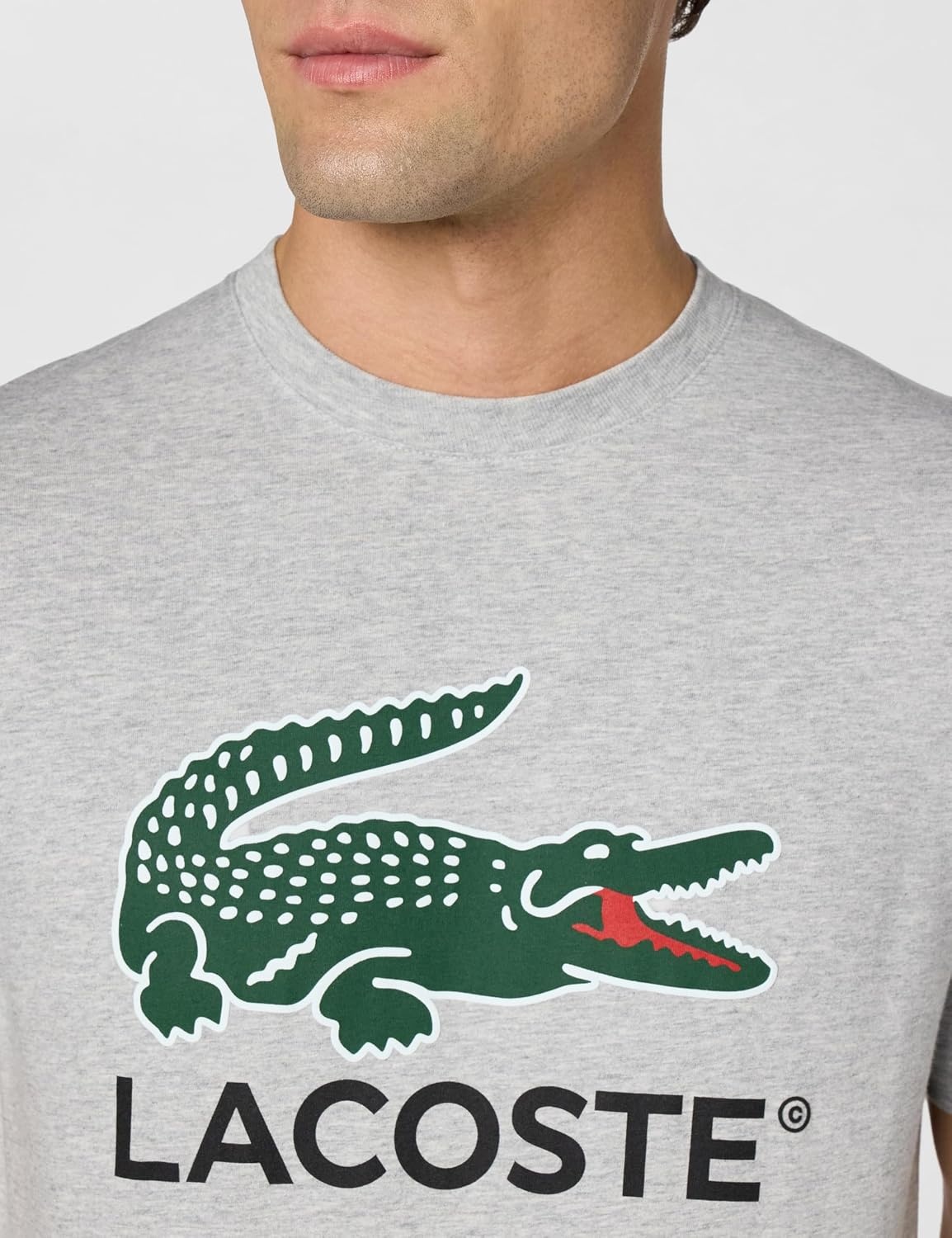 image:imageLacoste Cotton Jersey Signature Print TShirtSilver Chine