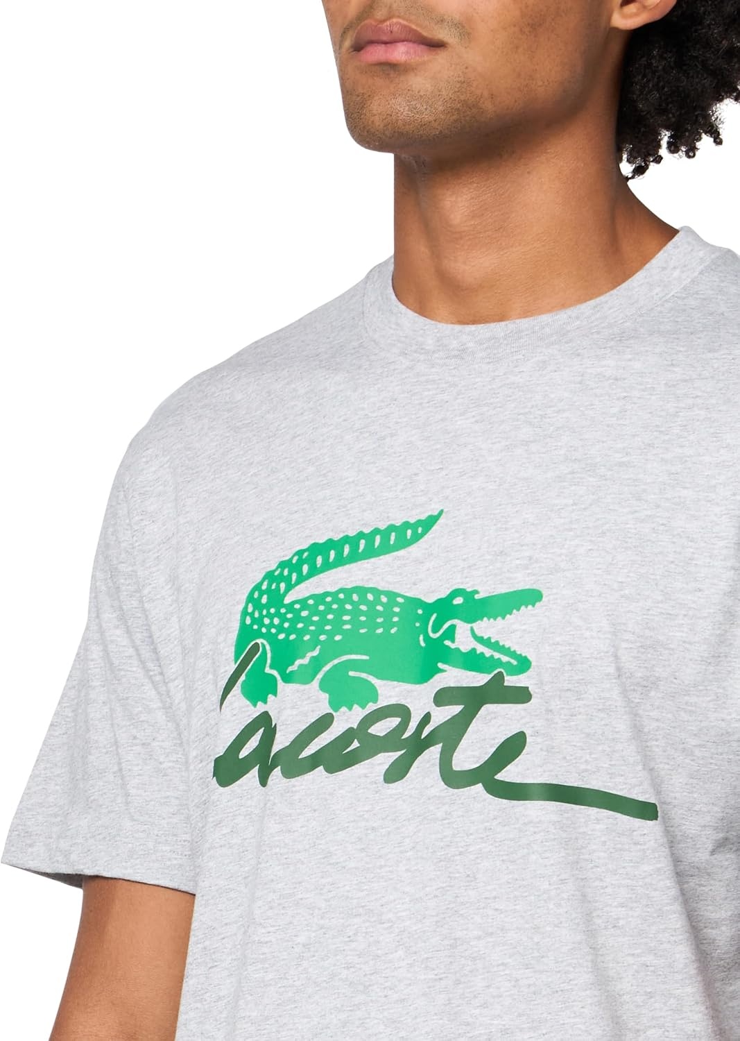 image:imageLacoste Cotton Jersey Signature Print TShirtSilver Chine Signature