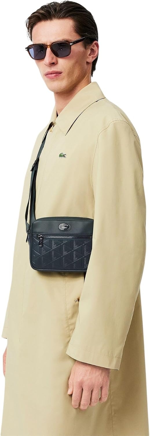 image:imageLacoste Embossed Monogram Shoulder BagDark Green