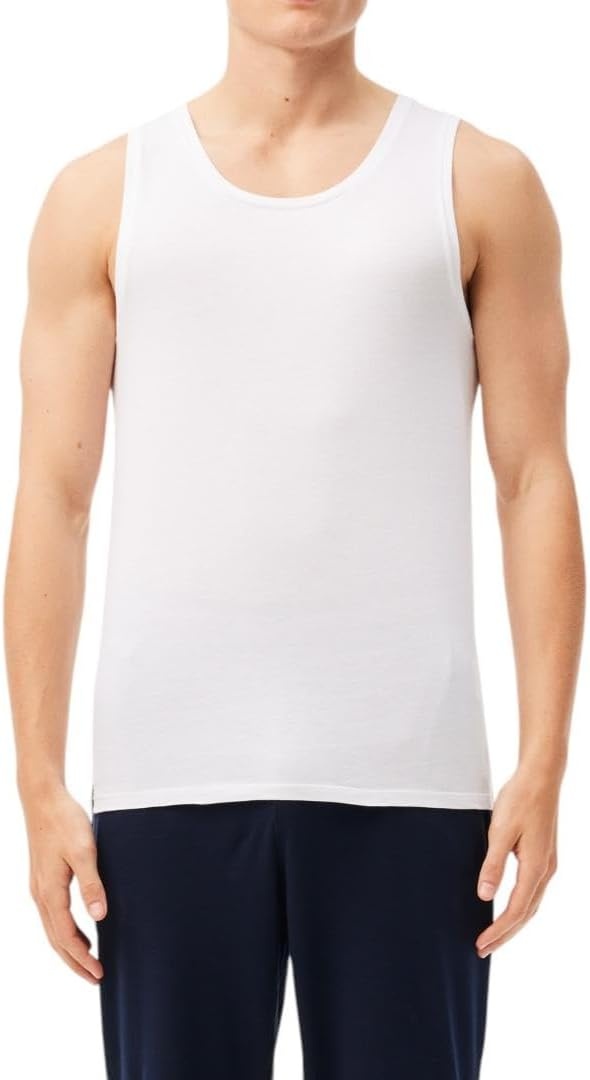 image:imageLacoste Mens 100 Cotton Regular Fit Crew Neck Tank Top 3packWhite