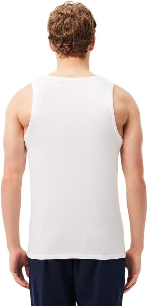 image:imageLacoste Mens 100 Cotton Regular Fit Crew Neck Tank Top 3packWhite