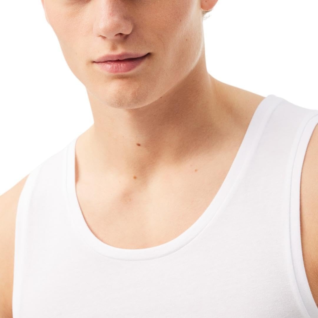 image:imageLacoste Mens 100 Cotton Regular Fit Crew Neck Tank Top 3packWhite