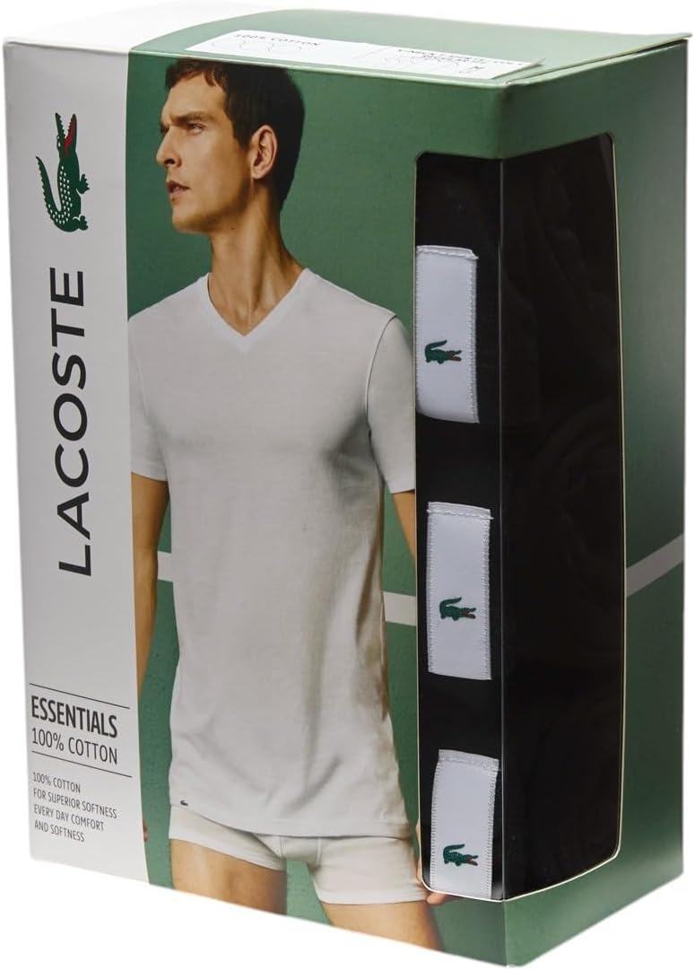 image:imageLacoste Mens 100 Cotton Regular Fit Crew Neck Undershirt 3pack Amazon ExclusivesBlack