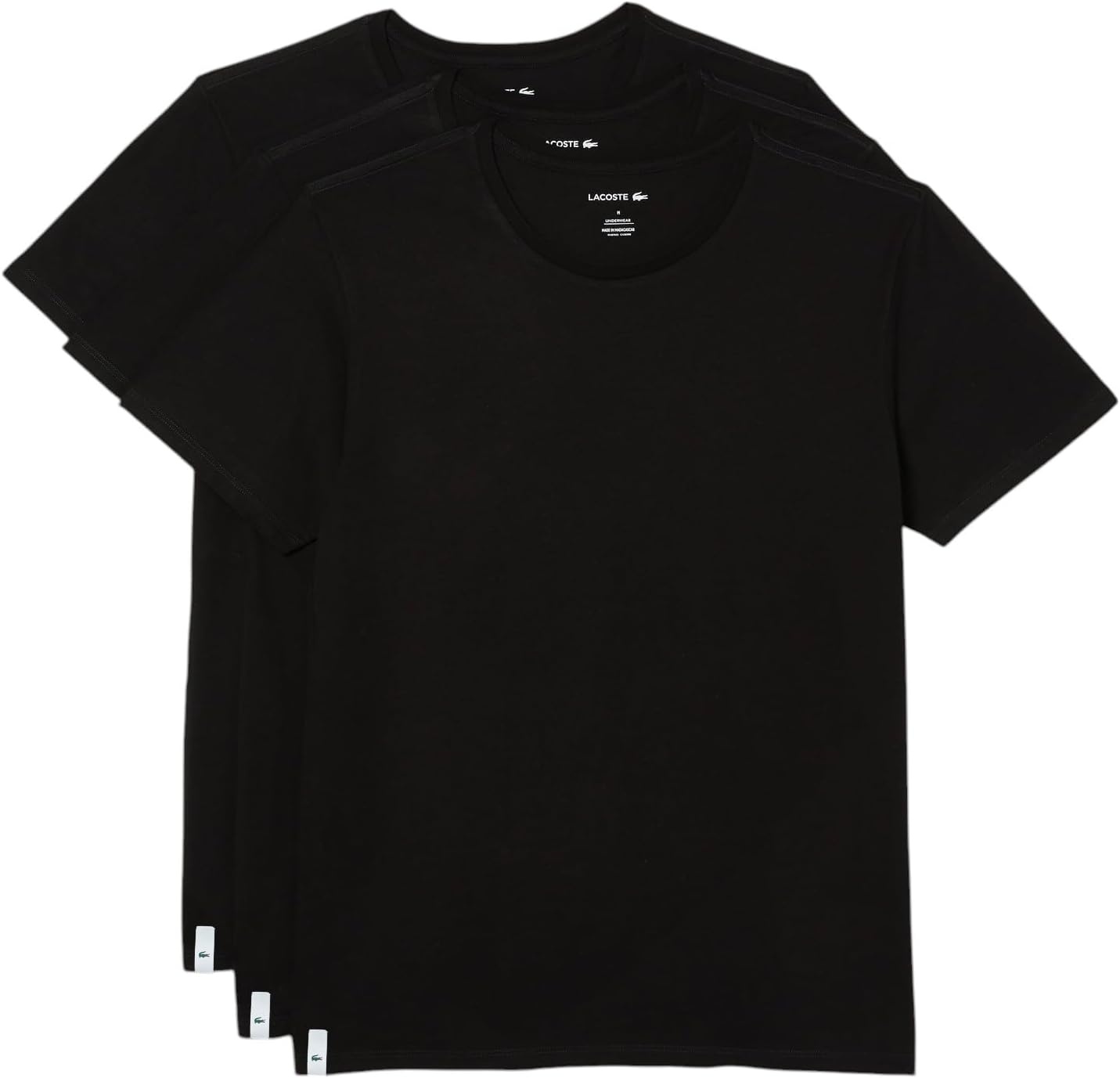 image:imageLacoste Mens 100 Cotton Regular Fit Crew Neck Undershirt 3pack Amazon ExclusivesBlack